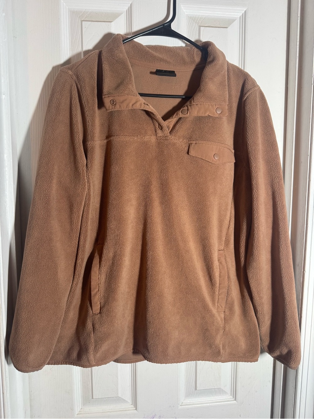 32 Degrees Heat Camel Fleece Snap Button Pullover Sweater Medium